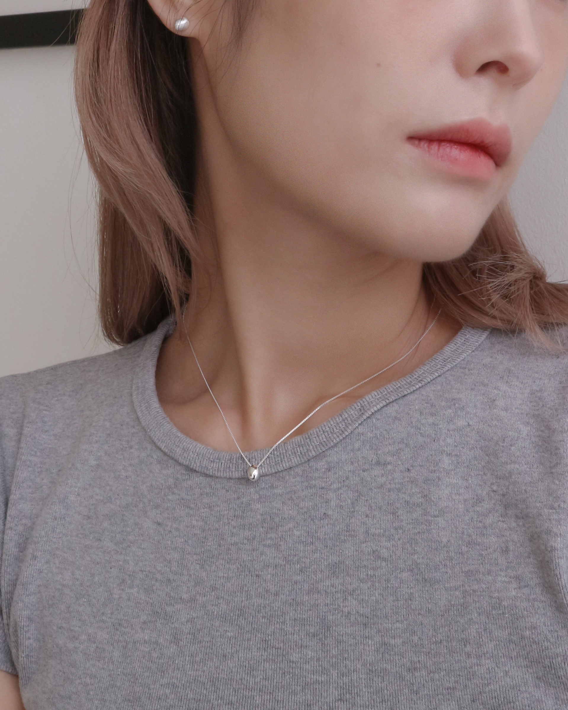 [무배] 실버925 듀이 볼 드롭 은 목걸이 상세 이미지 7