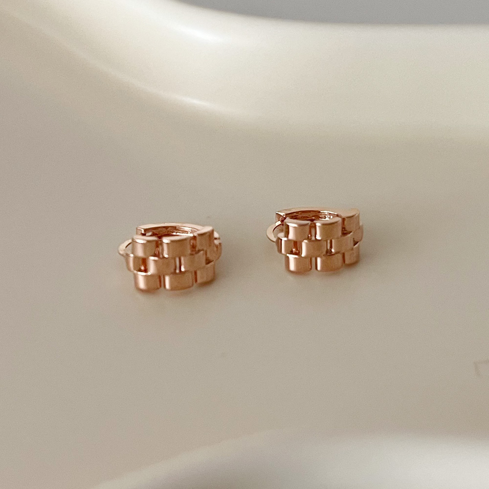 14K 금침 모노블럭 하이엔드 로즈골드 원터치 링귀걸이