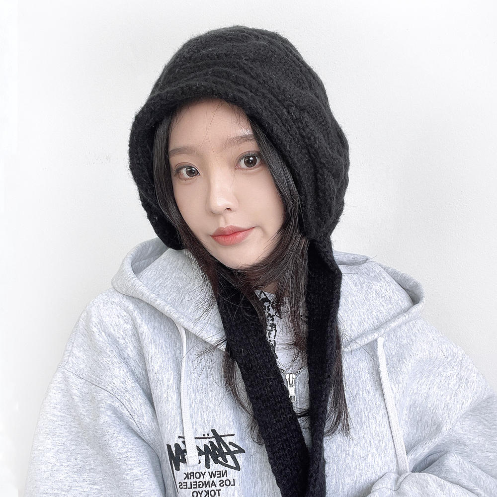 꼬므 꽈베기 니트 여성 겨울 보넷 귀마개 귀도리