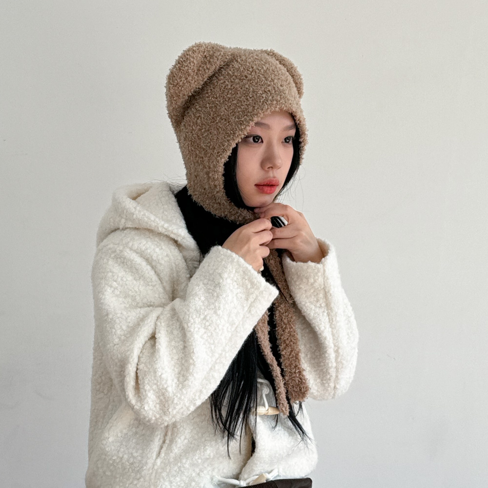 [2type/인기템] 큐티 곰돌이귀 뽀글이 니트 스트링 끈 겨울 귀도리 모자 4color 상세 이미지 44