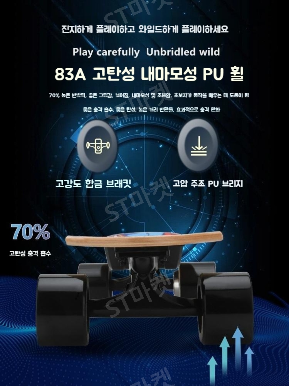 전동 스케이트보드 20km 장거리 방수 출퇴근 무선 스마트 리모콘 보드 상품 이미지