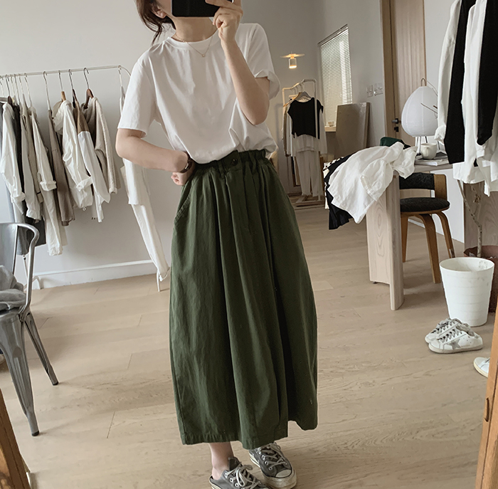 핀턱플레어스커트 밴딩롱스커트 가을옷 - 상세 이미지 5