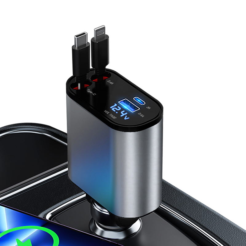 더존 4in1 각도조절 릴타입 차량용 시거잭 고속충전기 PT-16(일반)