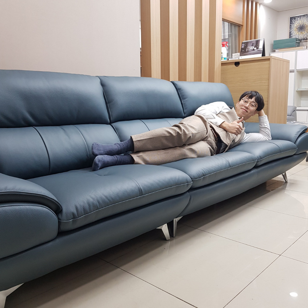 물소가죽쇼파 넓은쇼파 천연가죽 3인용