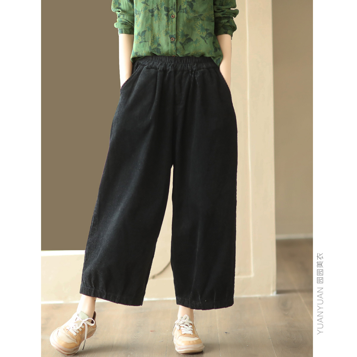 코듀로이와이드팬츠 편한 밴딩골덴바지 - 상세 이미지 4