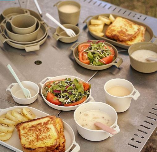 800도씨 캠핑 식기 세트 BPA 프리 접시 그릇 컵