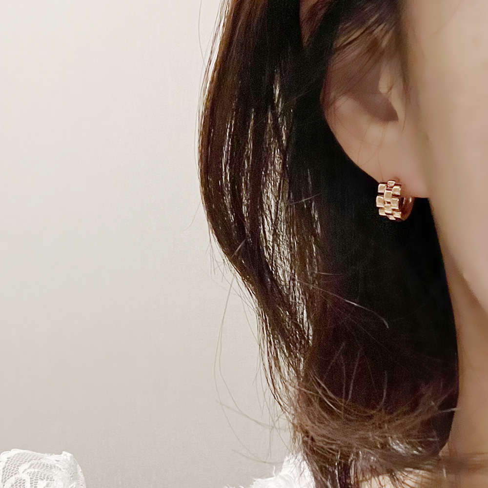 14K 금침 모노블럭 하이엔드 로즈골드 원터치 링귀걸이 - 상세 이미지 3