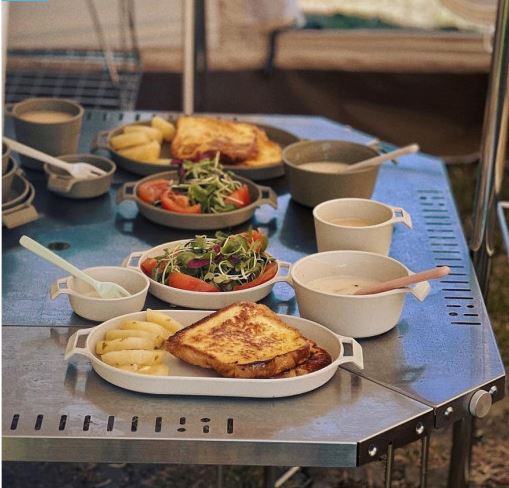 800도씨 캠핑 식기 세트 BPA 프리 접시 그릇 컵