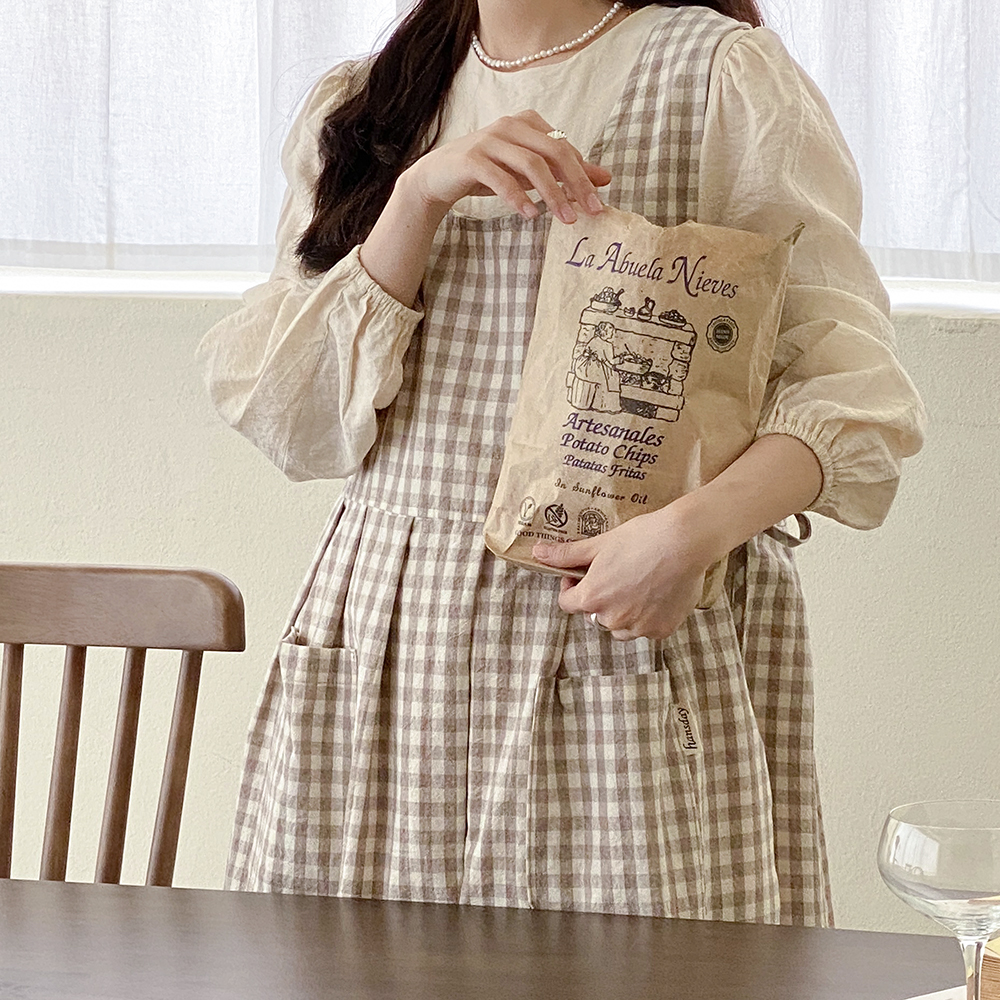 한스데이 잔체크 장금이 원피스 앞치마 어린이집 보육교사 플로리스트 에이프런