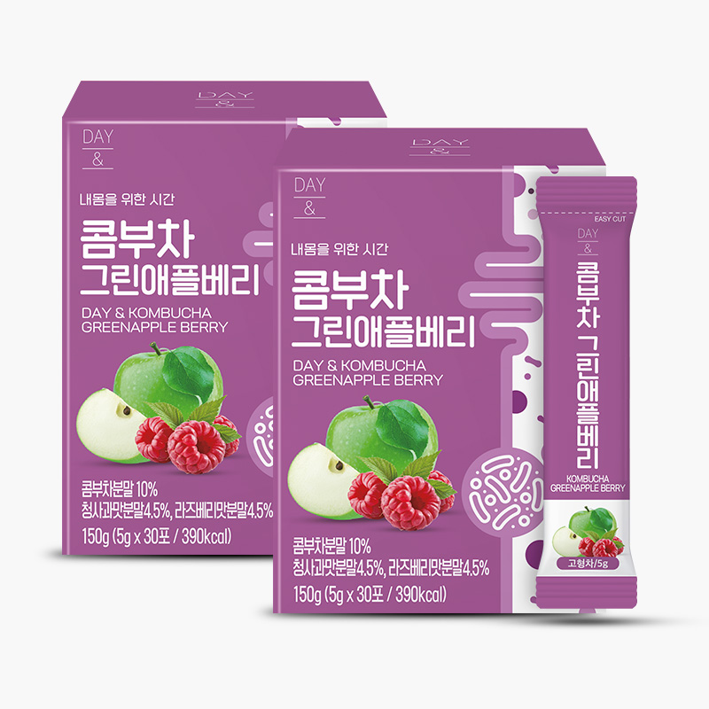 참앤들황토농원 데이앤 콤부차 그린애플베리맛 5g 그린애플베리 30개입, 30개입, 2개 - 상품 이미지