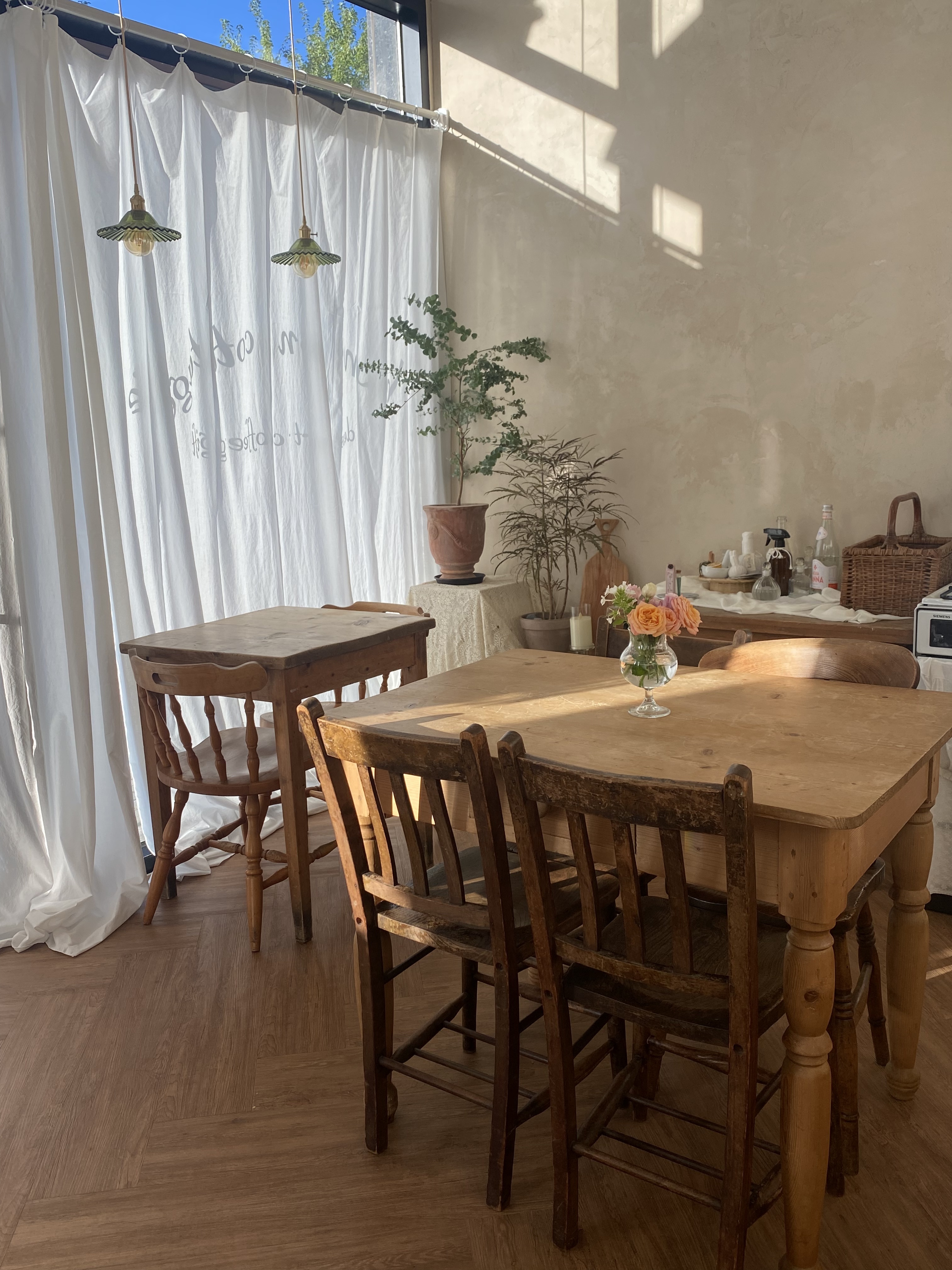 빈티지 광목커튼 안방커튼 반창커튼 - 내츄럴컬러,화이트