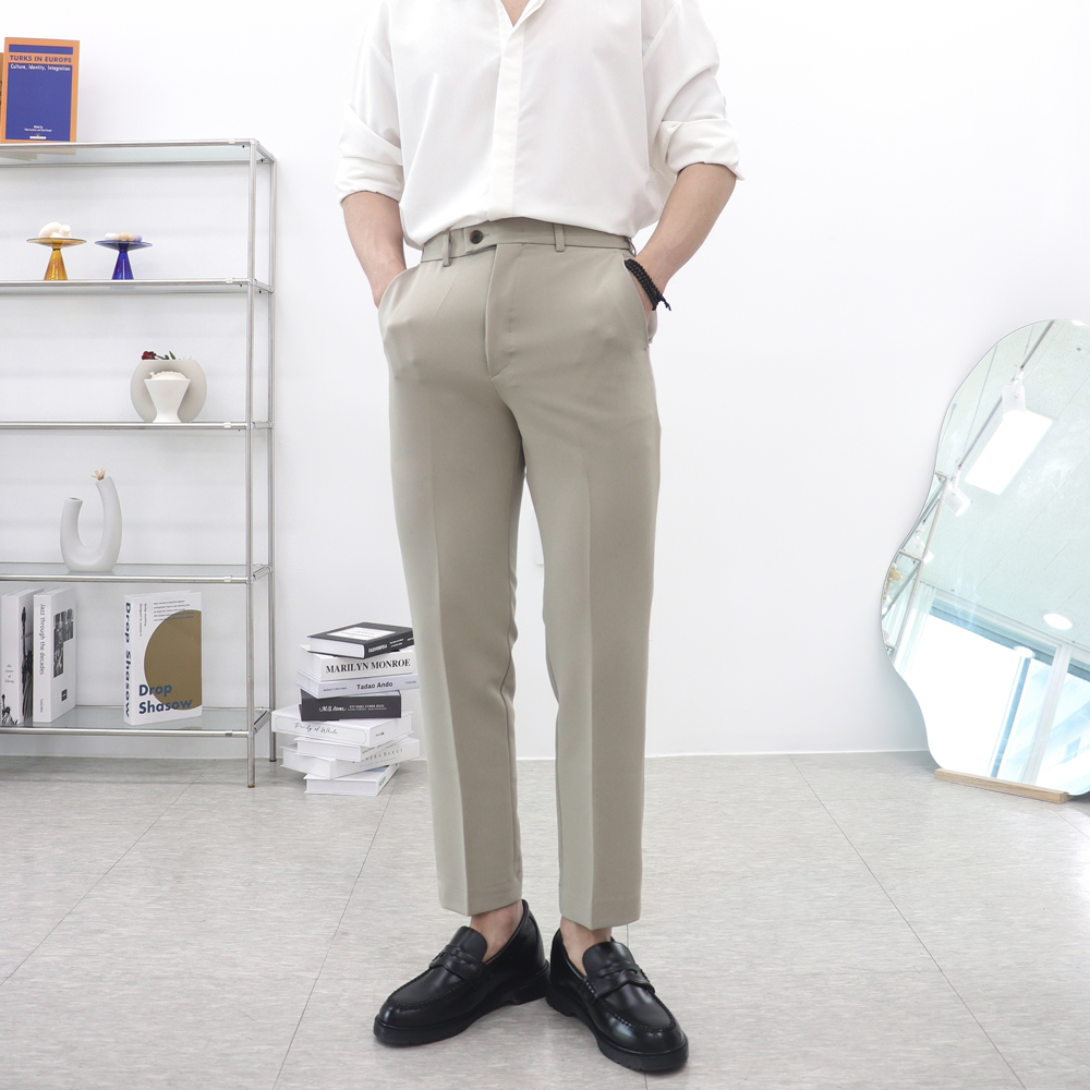 남자9부슬랙스 남성슬림핏슬랙스 남자베이지바지 - 상세 이미지 5