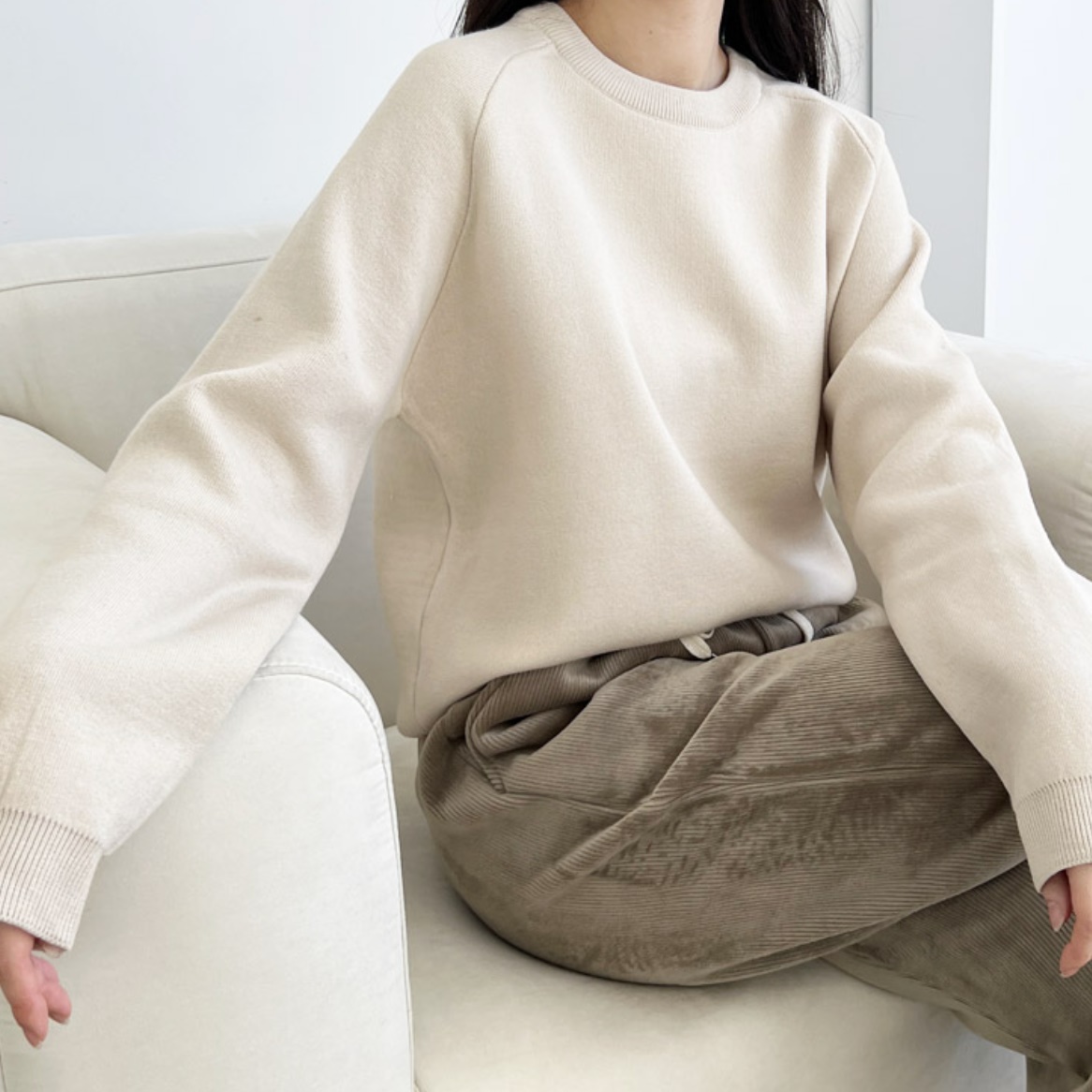 박시핏니트 얇은니트티 보풀없는 루즈한 아이보리니트 이미지 2