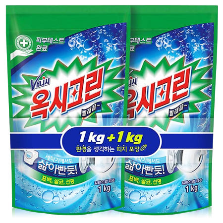 옥시크린 배니시 표백제 찌든때제거 얼룩제거제 세탁 1kg 리필 용기 외 3종