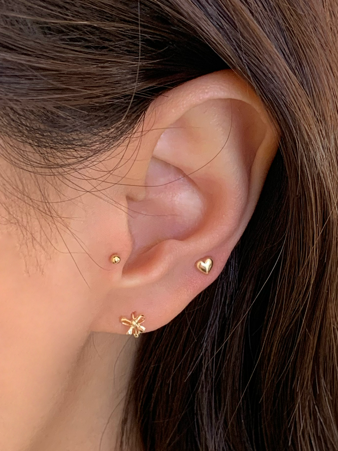 14k 보니타 미니 하트 귀걸이 피어싱 - 상품 이미지