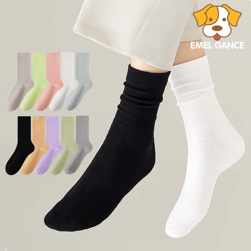에멜강스 무압박 파스텔 면 양말 장목 무봉제 임산부 산모 돌돌이 무지 긴 검정 흰 양말