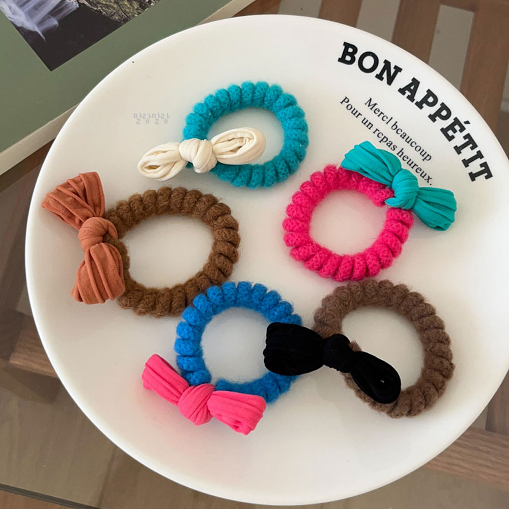 리본스프링머리끈 겨울 헤어타이 예쁜 전화선 고무줄