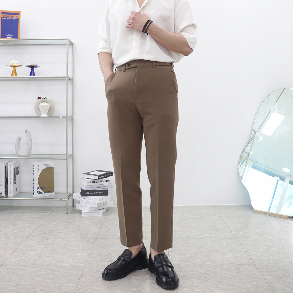 남자9부슬랙스 남성슬림핏슬랙스 남자베이지바지 - 상세 이미지 3