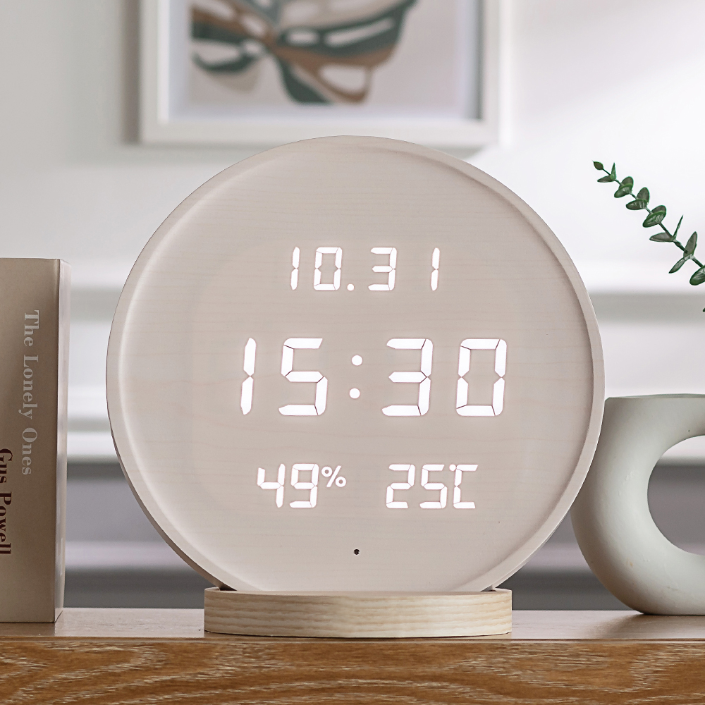플라이토 충전식 무선 루나 원형 와이파이 LED 벽걸이 시계 29.5cm - 상세 이미지 2