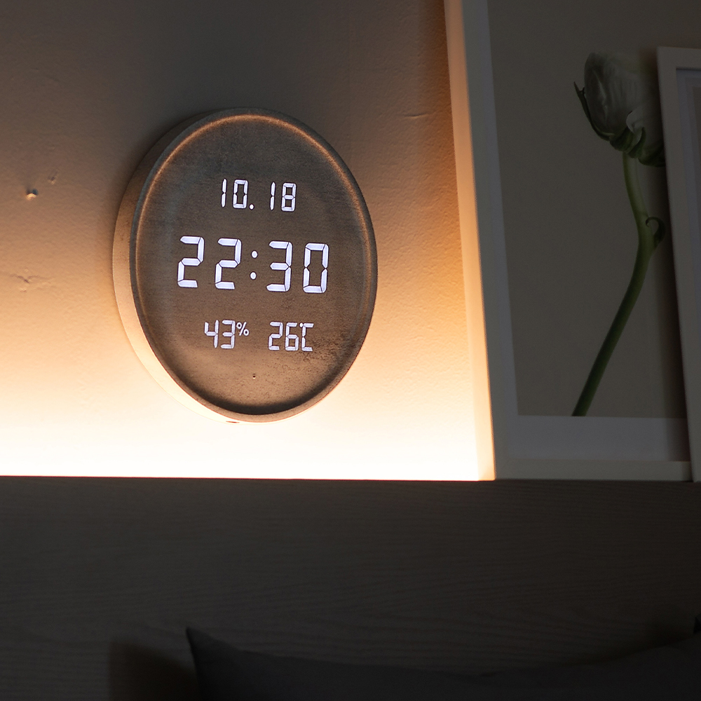 플라이토 충전식 무선 루나 원형 와이파이 LED 벽걸이 시계 29.5cm 이미지 8