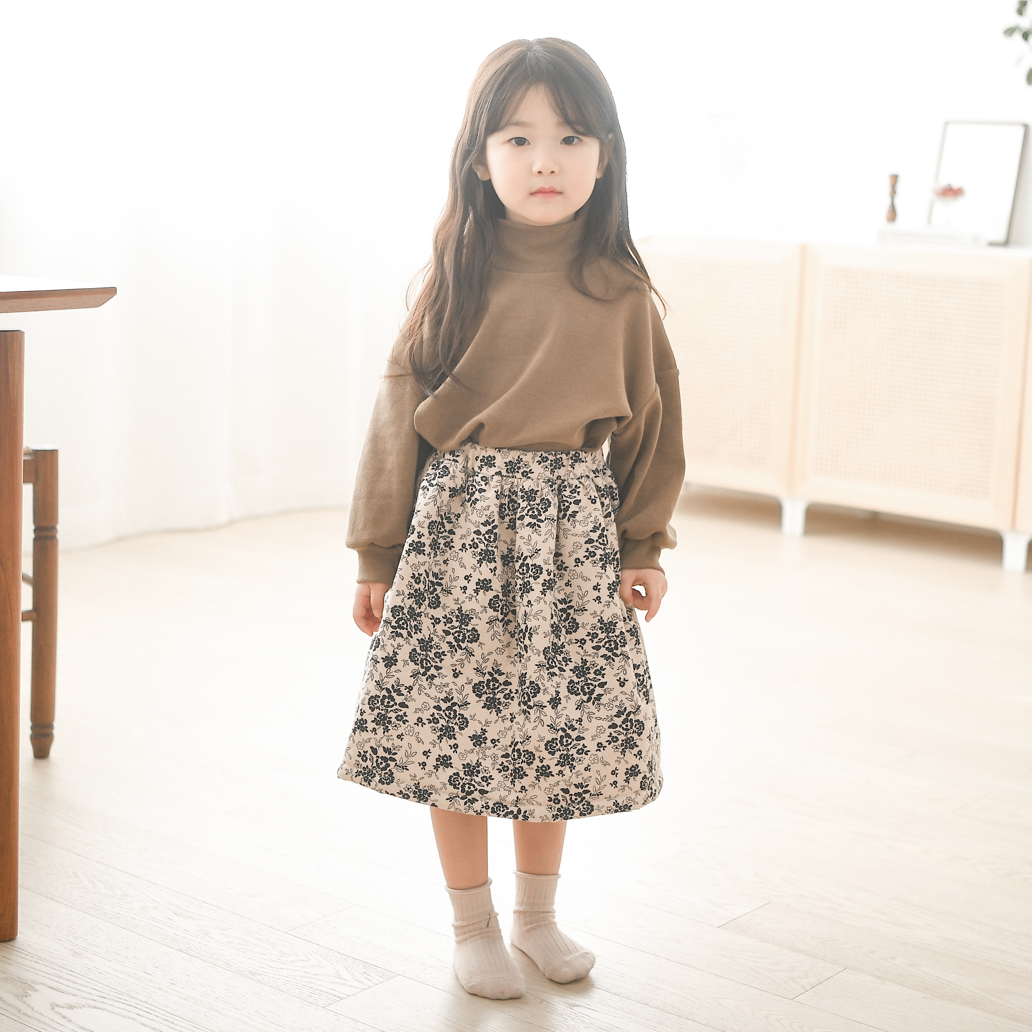 로코코 패딩 스커트 겨울 여아 아동 유아 꽃무늬 치마 솜 본딩 스커트 이미지 7