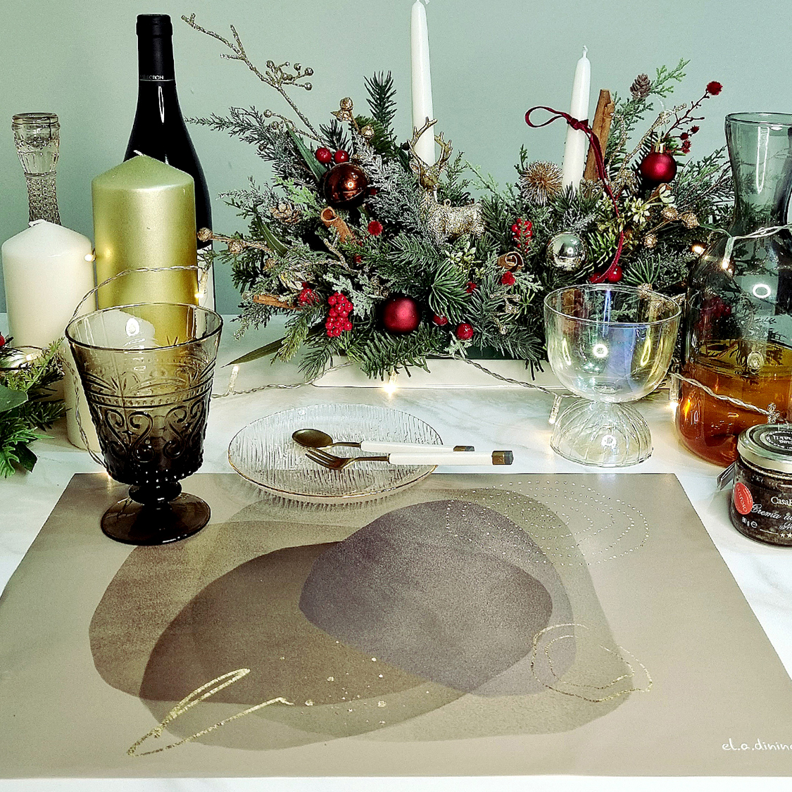 일회용 종이 식탁매트 10P 세트 추상화 브라운 엘라다이닝