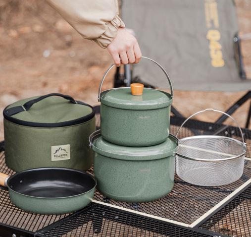 벨락 컬러9 L 코펠 캠핑 반합 세트 스텐 백패킹 미스티그레이