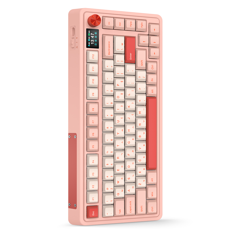 FL-ESPORTS CMK75 유무선 LCD 기계식 키보드 발렌타인 핑크, 카일 저소음크림축 - 상품 이미지