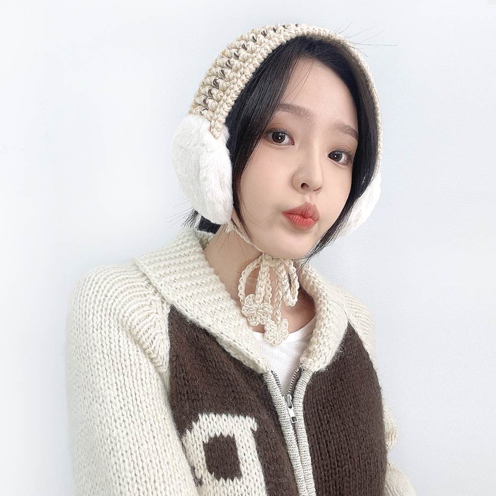 바토르 여성 겨울 밍크털 니트 귀마개 귀도리