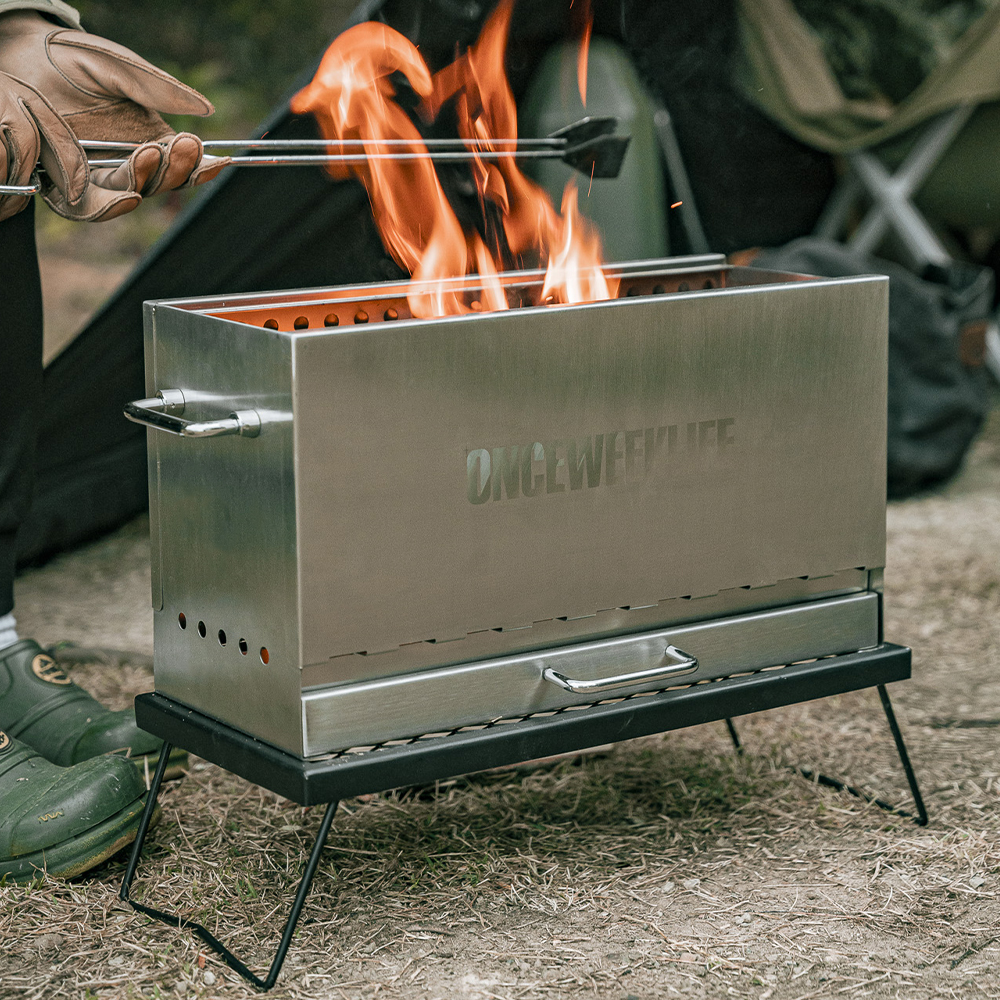 원스위크라이프 대형 이중연소 캠핑 화로대 불멍 난로 바베큐 그릴 우드 스토브