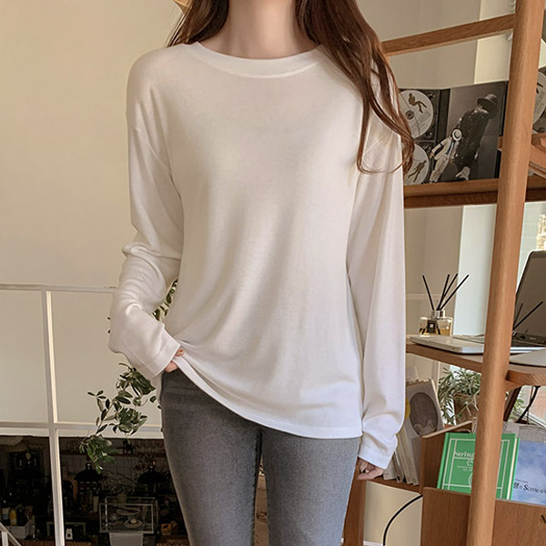 메이닝 찰랑쫀쫀 여리핏 베이직 긴팔 티셔츠 ts2952 - 상품 이미지