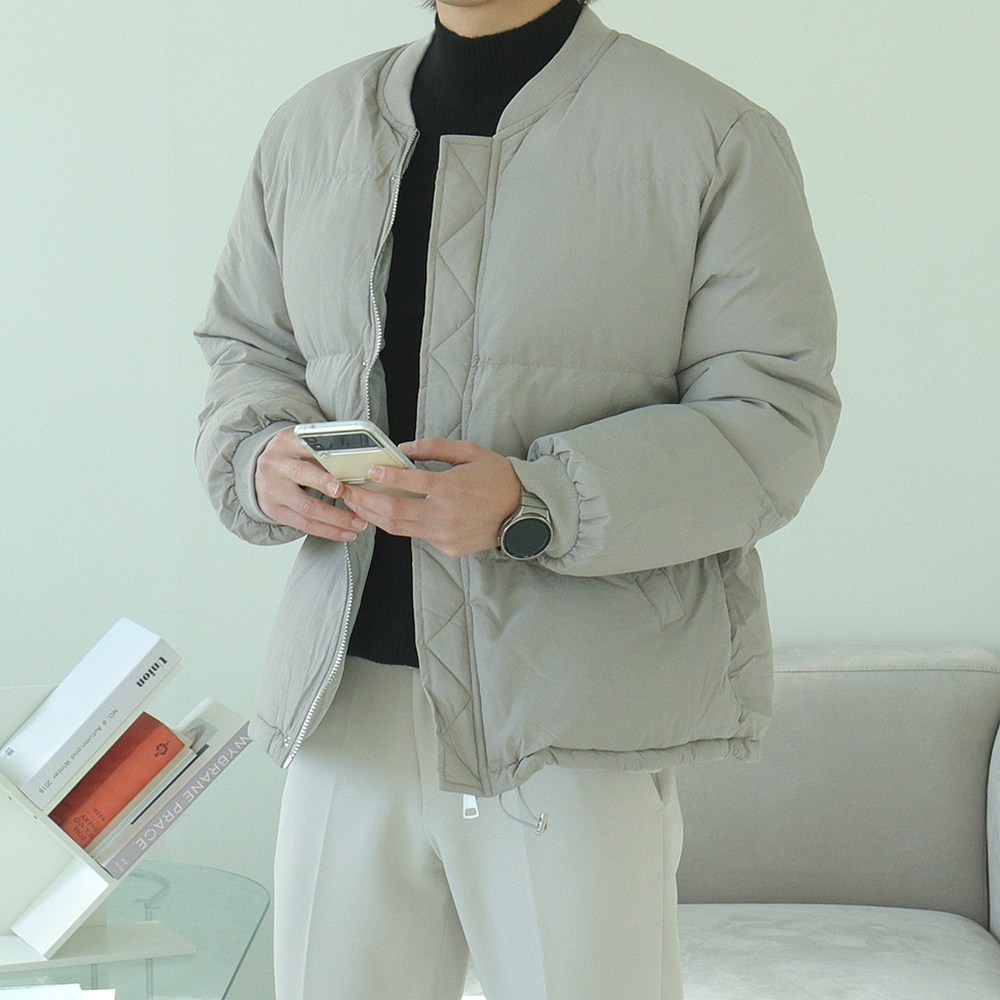 1+1 남자숏패딩 커플 웰론 블루종 남성패딩 이미지 4