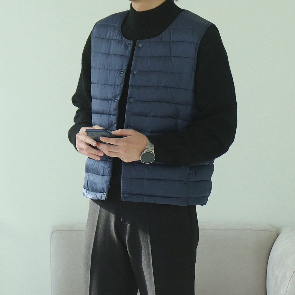 1+1 남자패딩조끼 이너 유넥 경량패딩베스트 이미지 3