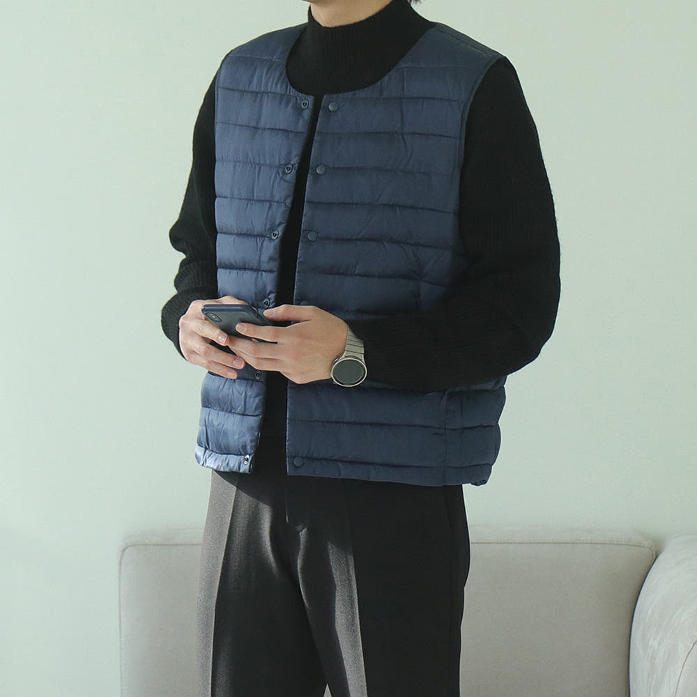 1+1 남자패딩조끼 이너 유넥 경량패딩베스트