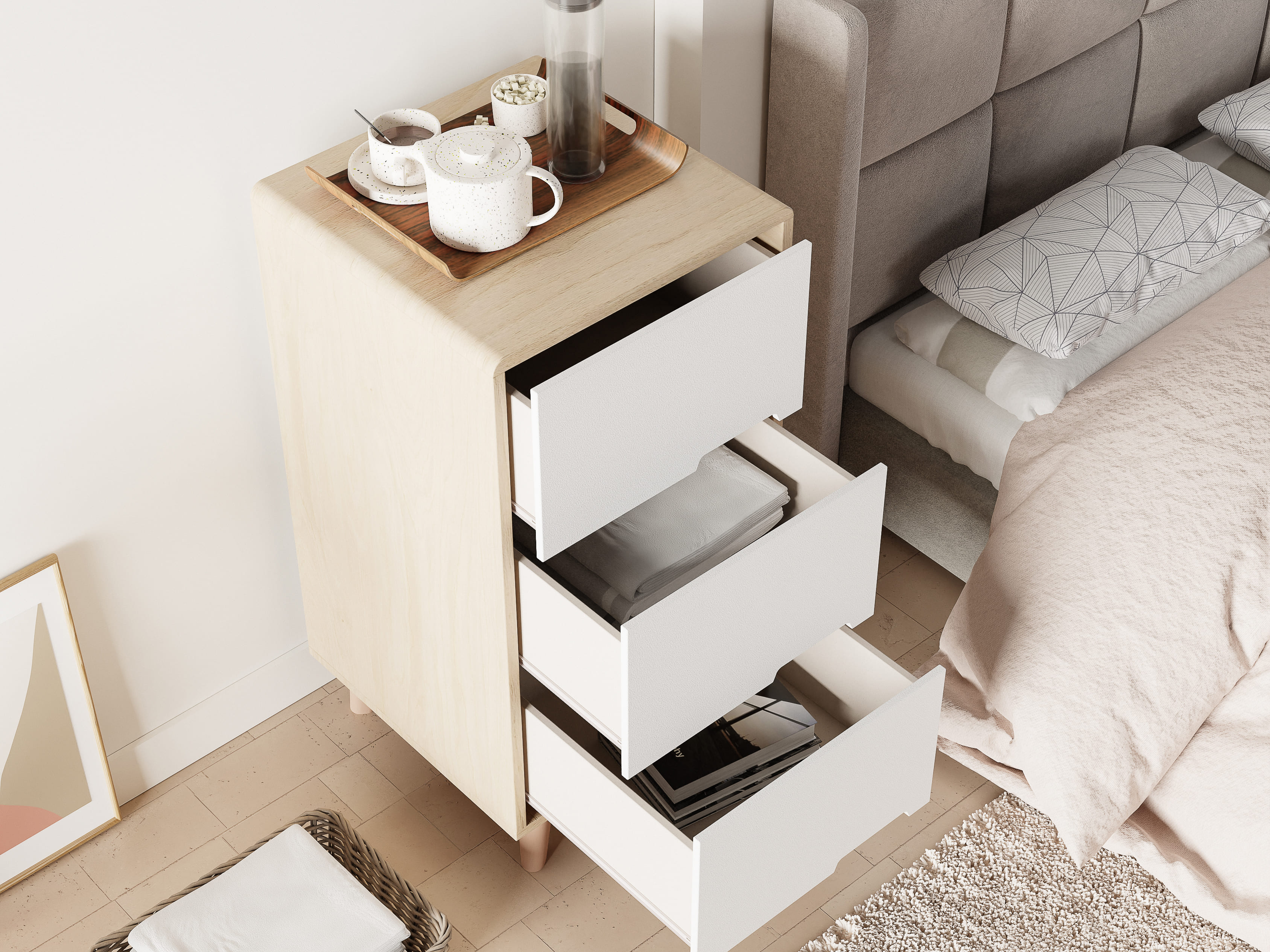 침대 사이드테이블 1단 거실협탁 쇼파 탁자 미니 소파 테이블 화분