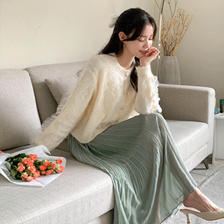 로맨틱한 12가지 컬러 구성의 플리츠 주름 롱스커트 sk2487