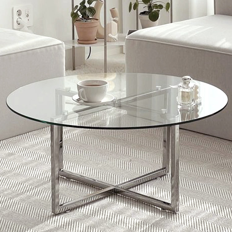 e스마트 강화유리 미드센추리 원형 거실 쇼파테이블