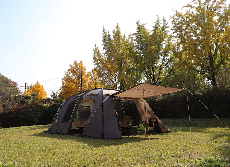 위오 패밀리 투룸텐트 겨울 여름 동계 사계절용 터널형 모기장 쉘터 (T/C이너텐트포함)