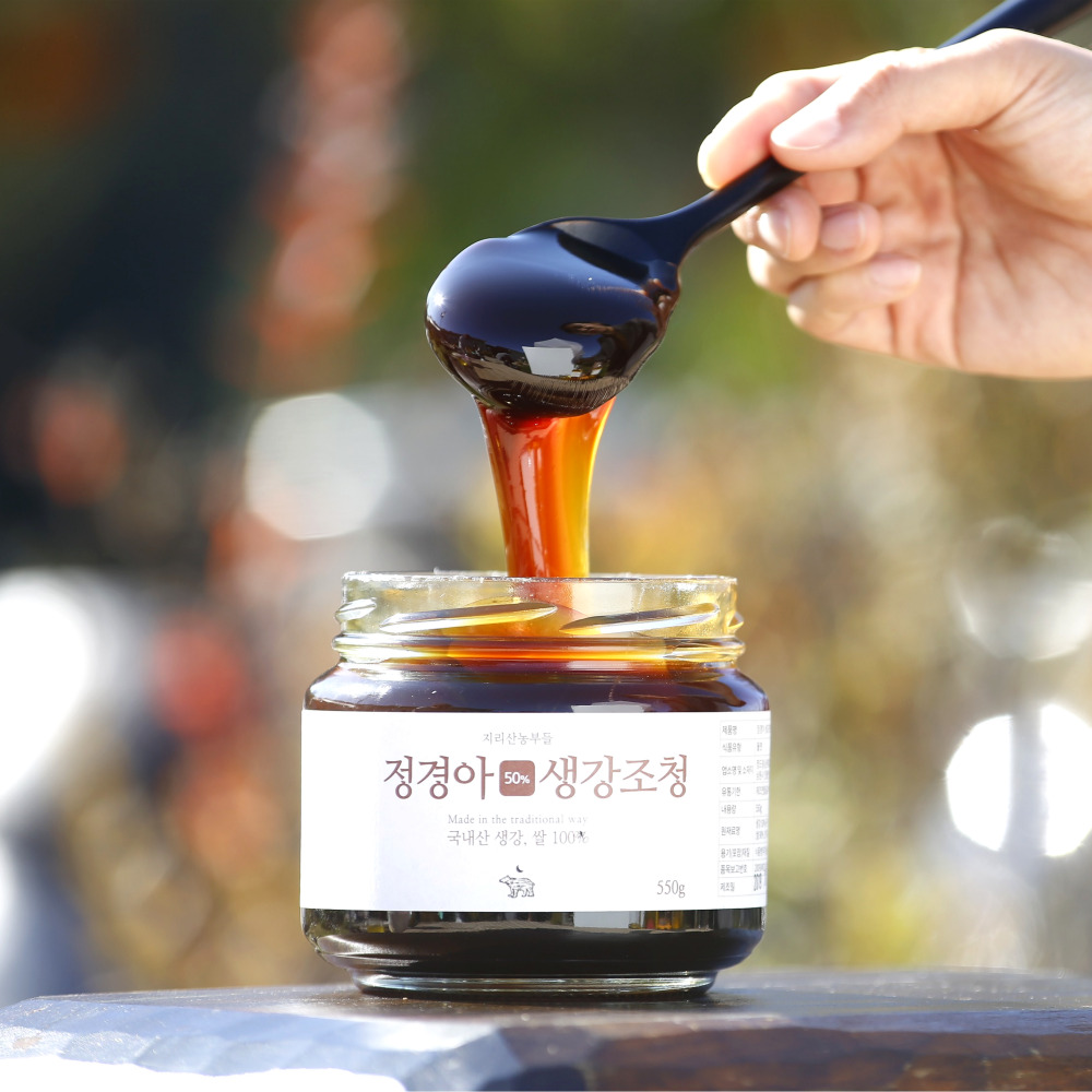 [1+1] 생강청 무엿 무조청 홍도라지청 수제 조청 550g 큰병 2병세트 - 상세 이미지 2