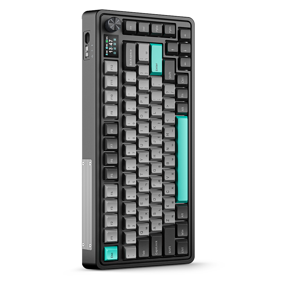 [리퍼비쉬] FL-ESPORTS CMK75 유무선 LCD 기계식 키보드 차콜 그레이, 아이스 핑크축 - 상품 이미지