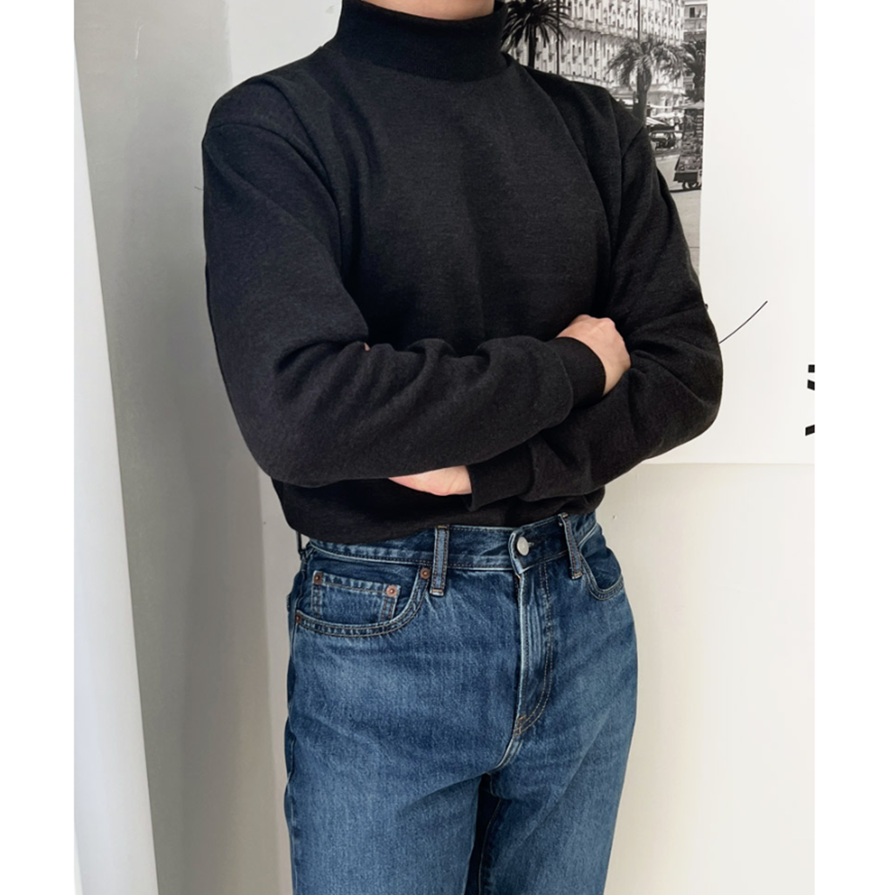 기모반목폴라 남성 남자 겨울 이너 기본 면 목티셔츠 이미지 4