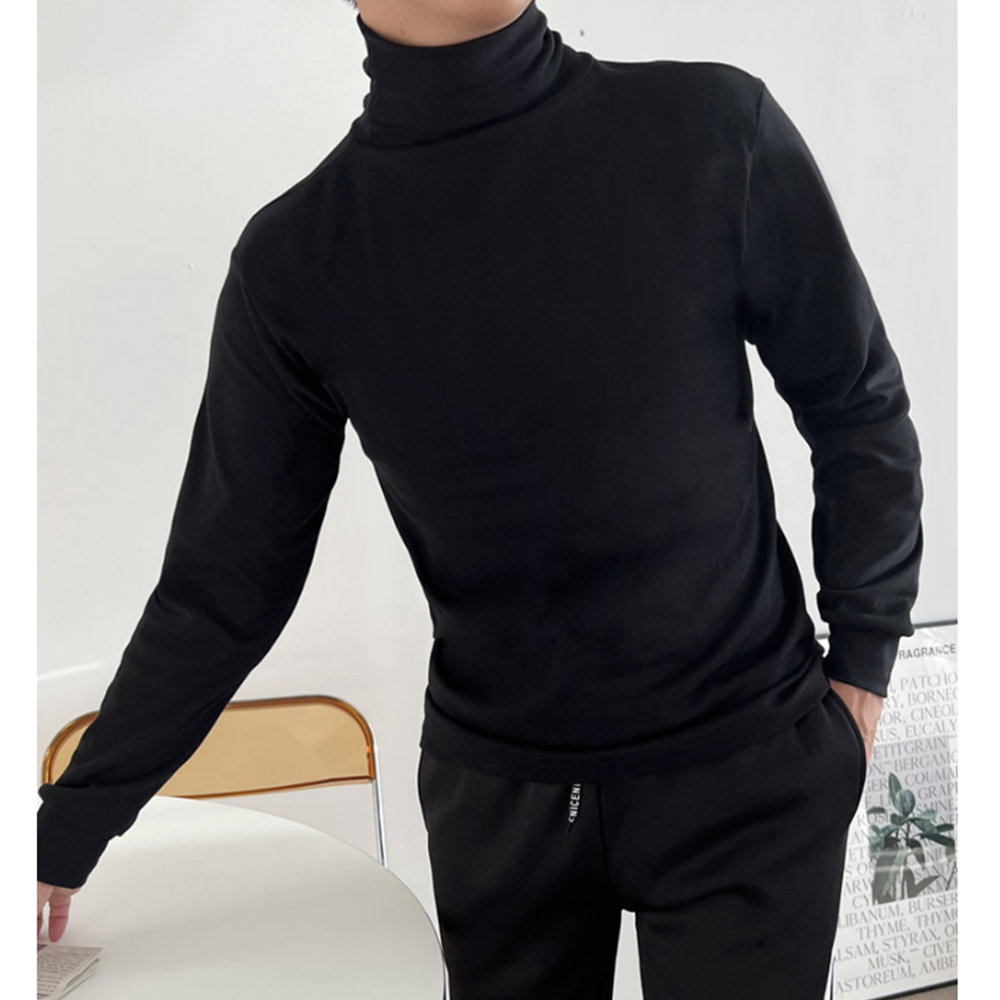 흰폴라티 흰색 남성 남자 면 얇은 겨울 이너 기본 목티 이미지 4