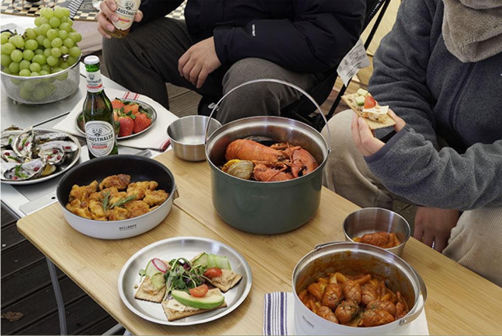 벨락 컬러9 L 코펠 캠핑 반합 세트 스텐 백패킹 미스티그레이