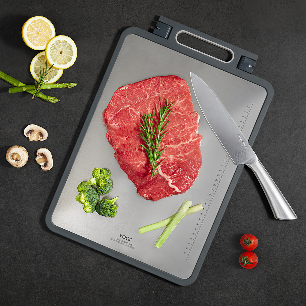 보아르 퓨어스텐 양면 도마 SUS316 스텐 이유식 위생 고기 항균 주방 스테인레스 도마