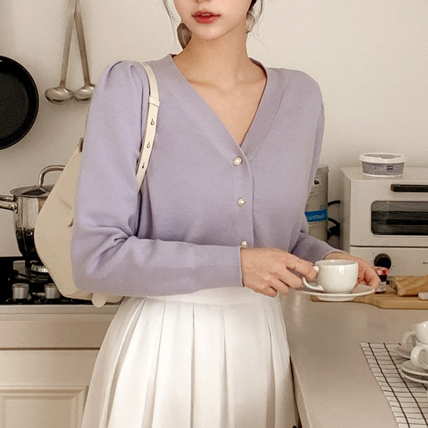 2가지넥 진주버튼 니트 가디건 cd2753