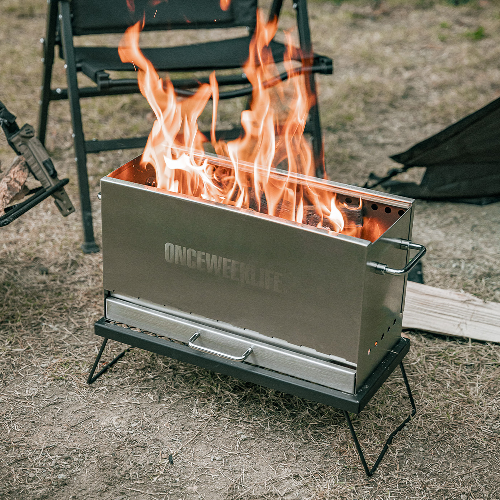 원스위크라이프 대형 이중연소 캠핑 화로대 불멍 난로 바베큐 그릴 우드 스토브