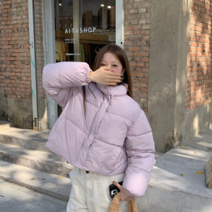 네프 겨울 여성 루즈핏 하이넥 데일리 밑단 스트링 웰론 숏 크롭 패딩 점... 착용 후기 | 사이즈/핏 총정리 - 상품 이미지 2
