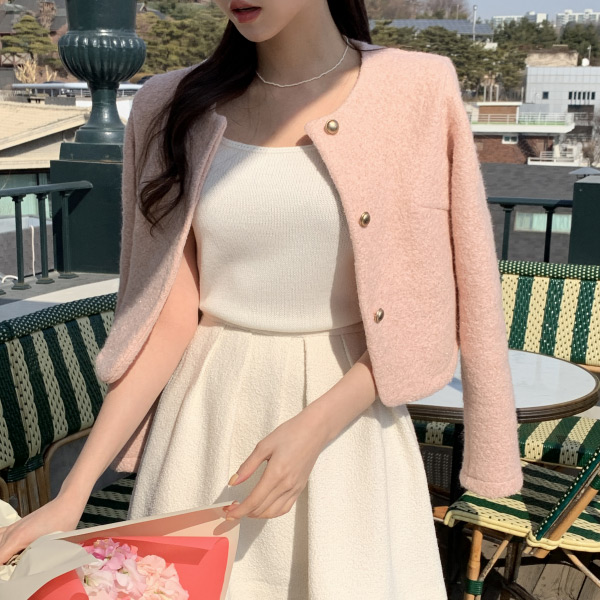 [울함유가을자켓] 부클 트위드 세미크롭 자켓 하객룩 데일리룩 오피스룩 간절기자켓 여리핏 결혼식 데이트룩 고급자켓 jk2578