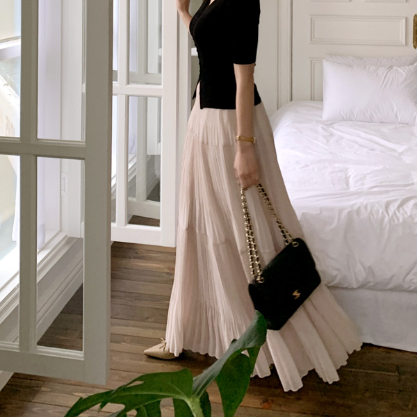 (체형커버롱기장) 린다 맥시 주름 훌 스커트 sk6380