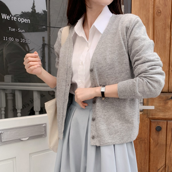 (캐시미어+파인울) 올타임 브이넥 니트 가디건 cd2801